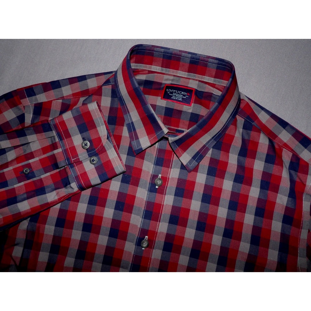 UNTUCKit Wrinkle Free Slim Fit Long Sleeved Button Up Plaid Shirt Men's Medium